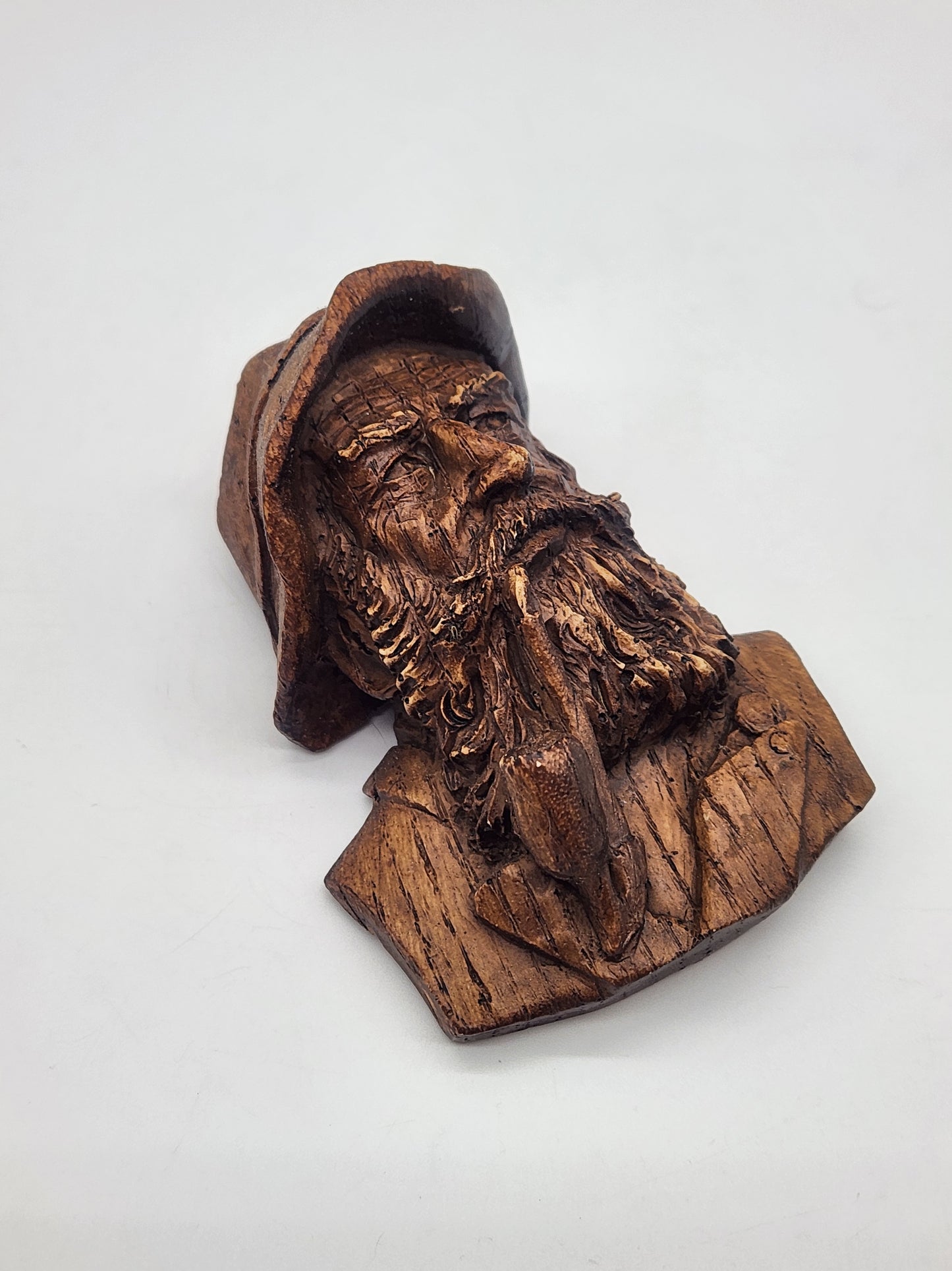 Carved Old Man With Pipe Sweden Wall Decoration 4" x 2.75"