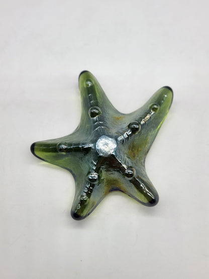 Art Glass Iridescent Starfish Paperweight