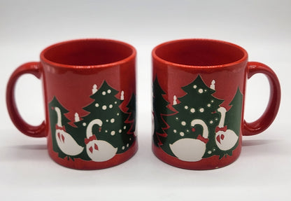 Set of 2 Waechtersbach Christmas Geese Mugs West Germany