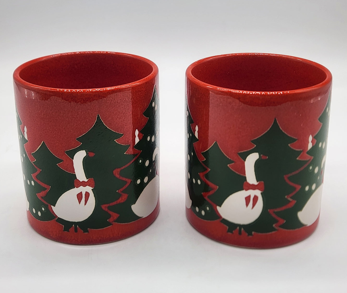 Set of 2 Waechtersbach Christmas Geese Mugs West Germany