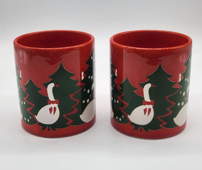 Set of 2 Waechtersbach Christmas Geese Mugs West Germany