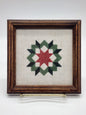 Star Quilt - Framed Needlepoint Cross Stitch Picture - Wall Decor 6" sq