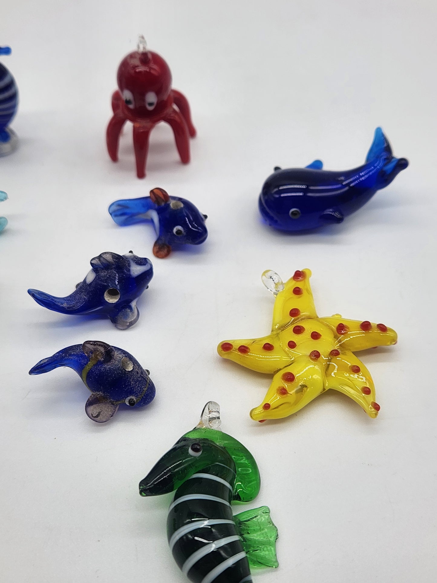 13 Mini Lampwork Glass Sea Animals & Beads, Small Decorative Glass Animals