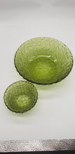 Load image into Gallery viewer, Avocado Green Glass Serving Chip and Dip Set - 1950s Basket Weave Pattern
