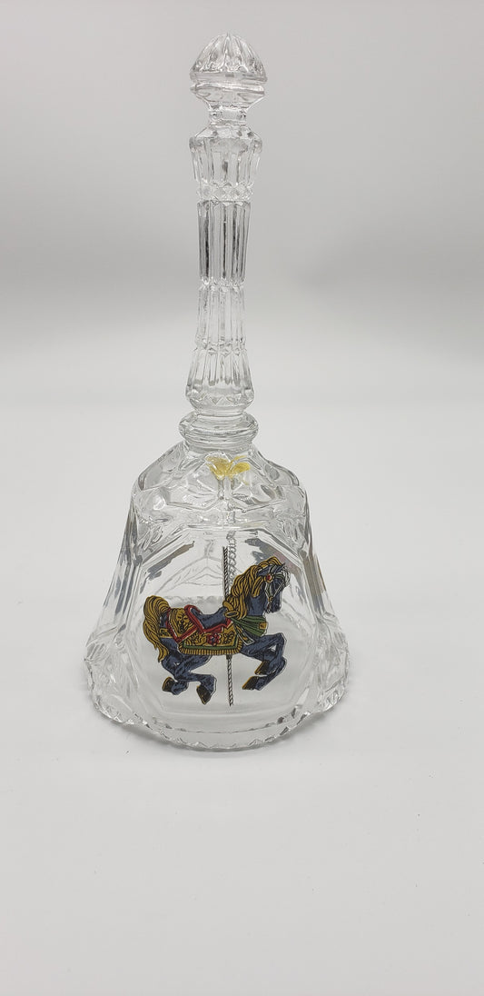 Carousel Horse Bell Crystal Cut Glass 8" by 4"