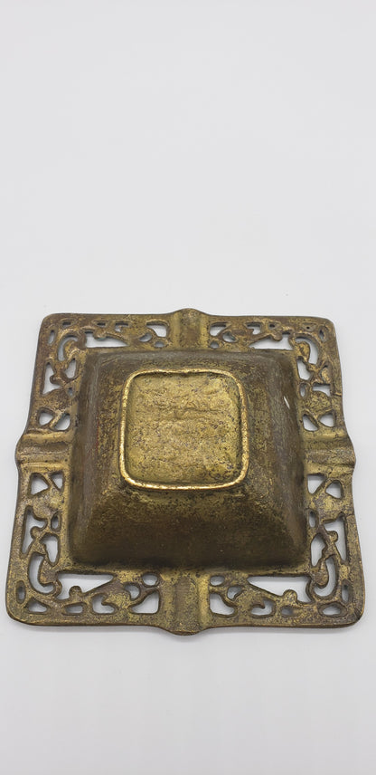 Solid Brass Square Ashtray Made in Israel