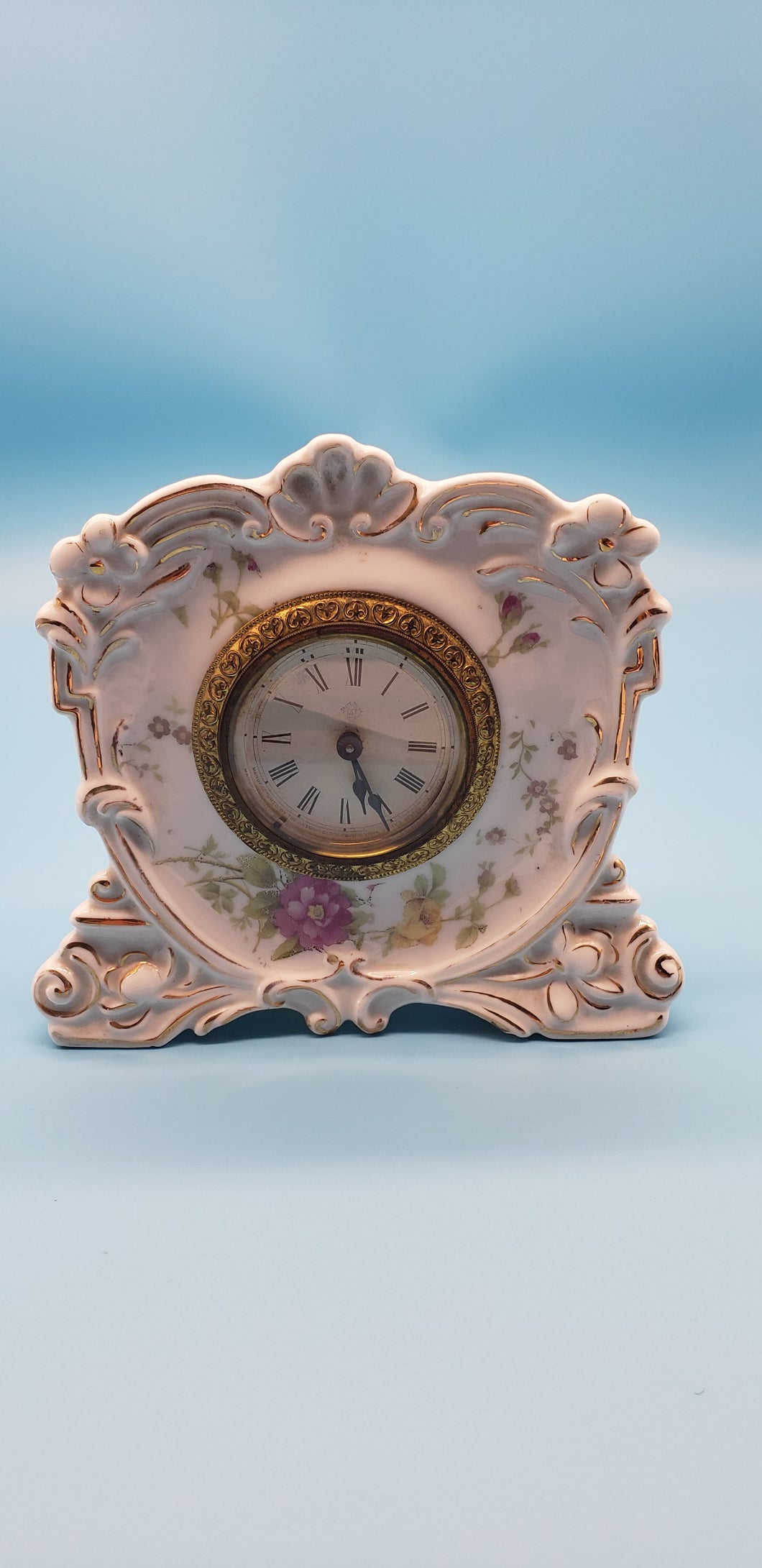 Ansonia Clock Co Porcelain Mantel Clock