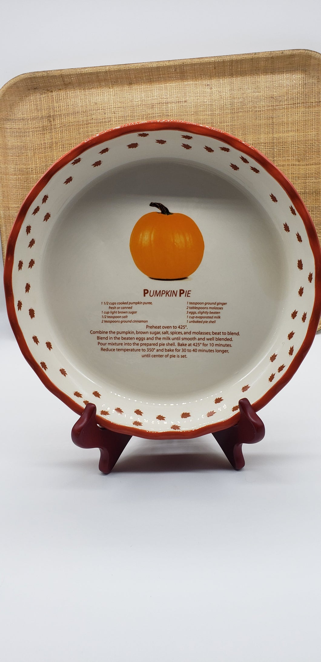 Pumpkin Pie Plate With Recipe