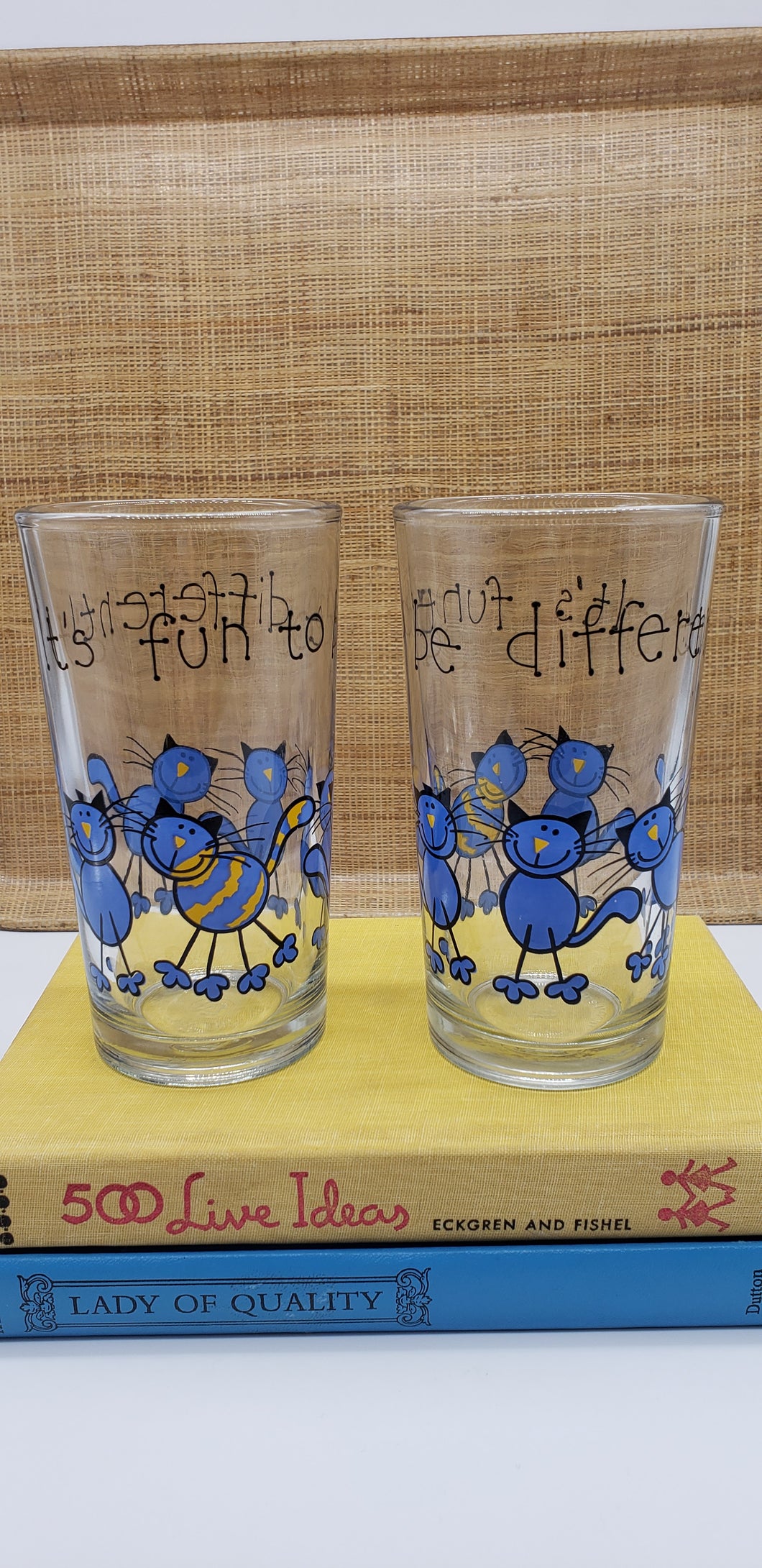 Quirky cat drinking glasses