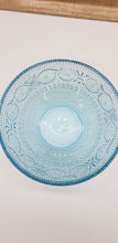 Load image into Gallery viewer, Blue Glass Bowl Fleur-de Lis Diamond Pattern
