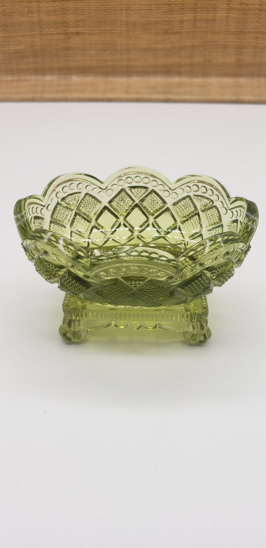 Green glass Salt Cellar
