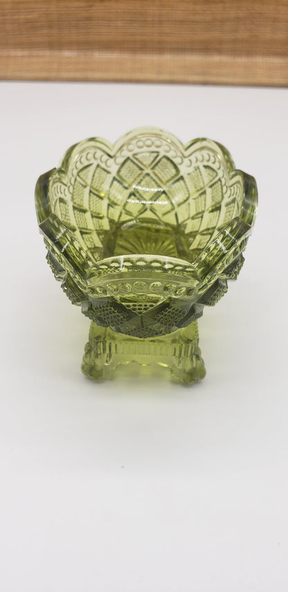 Green glass Salt Cellar