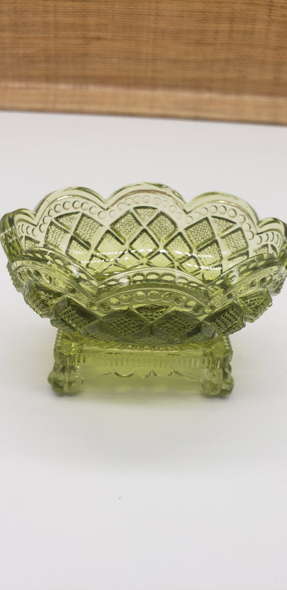 Green glass Salt Cellar