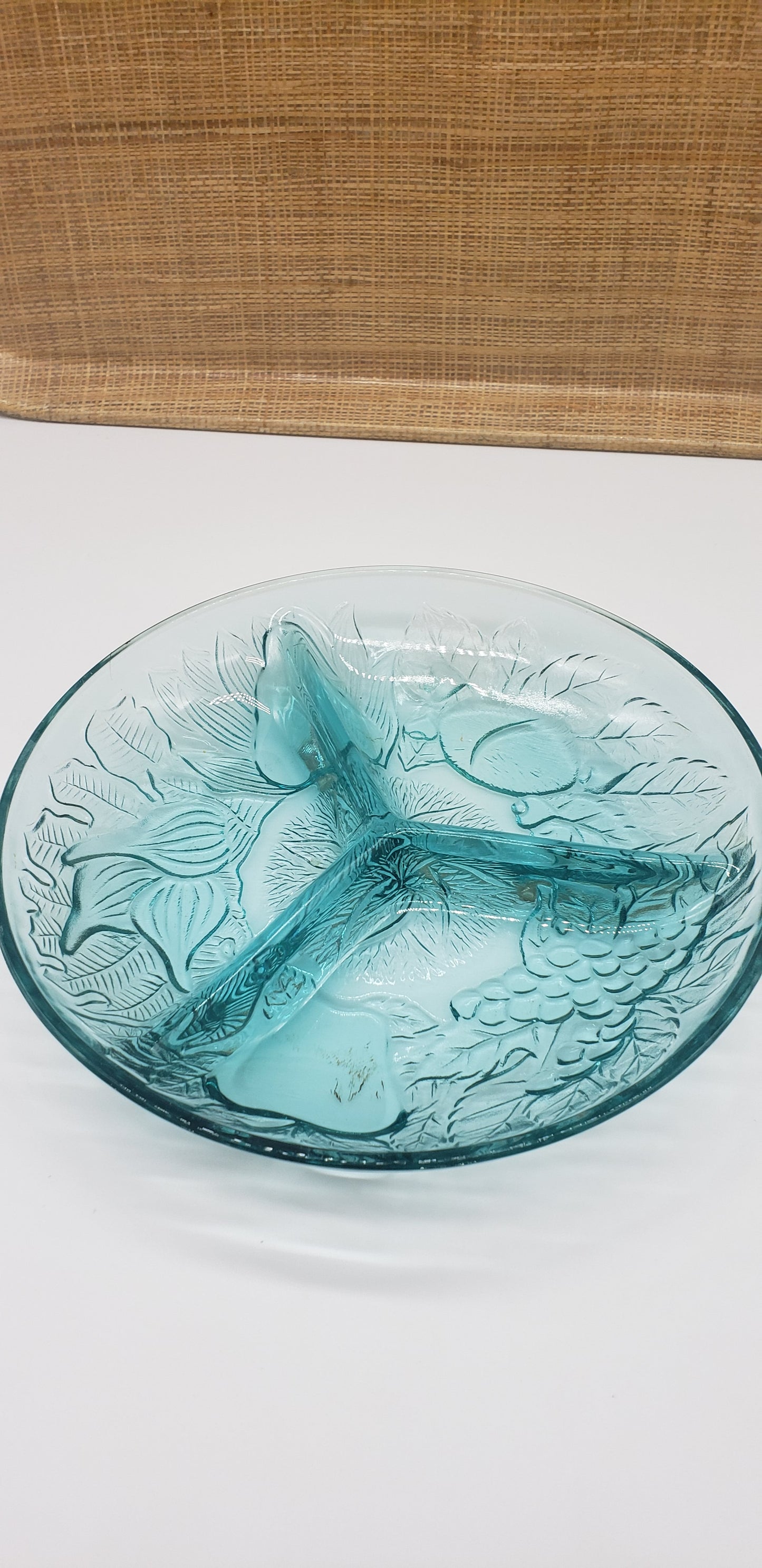 Ice Blue Glass Relish Dish, KIG Indonesia