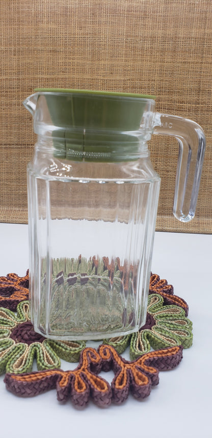 ARC France Clear Glass Ribbed Fridge Pitcher & Lid