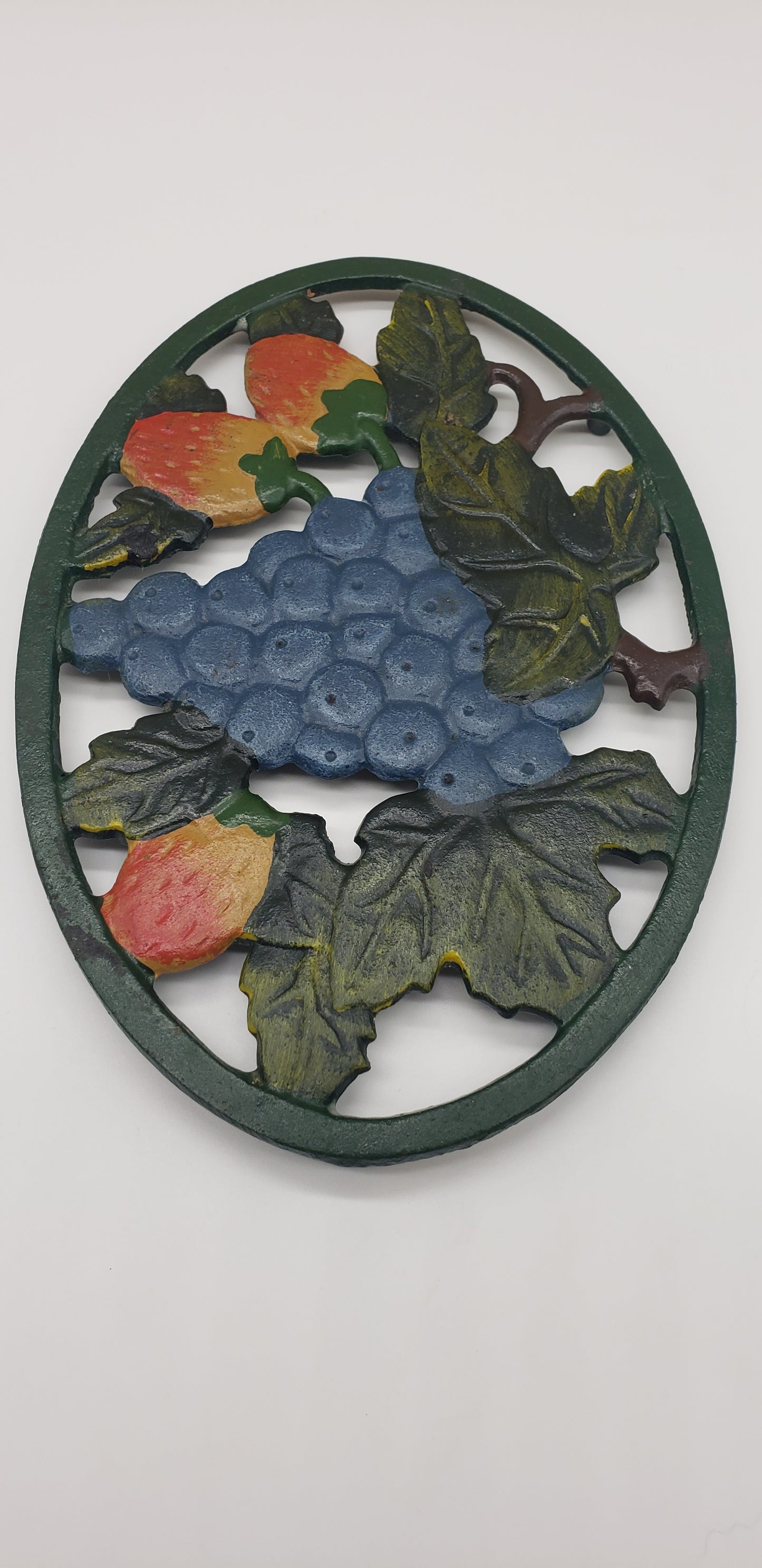 Cast Iron Trivet with Grapes & Strawberries