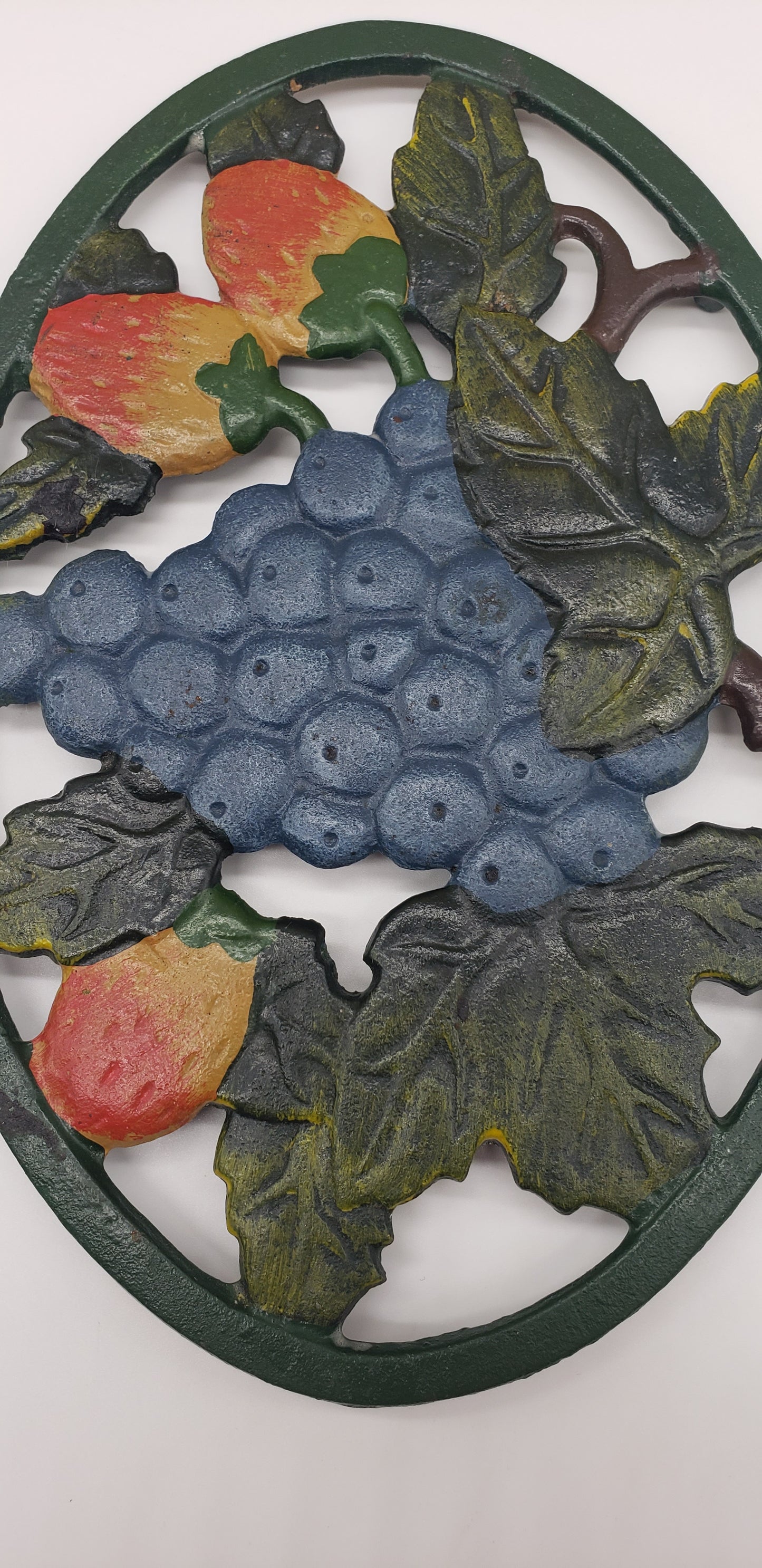 Cast Iron Trivet with Grapes & Strawberries