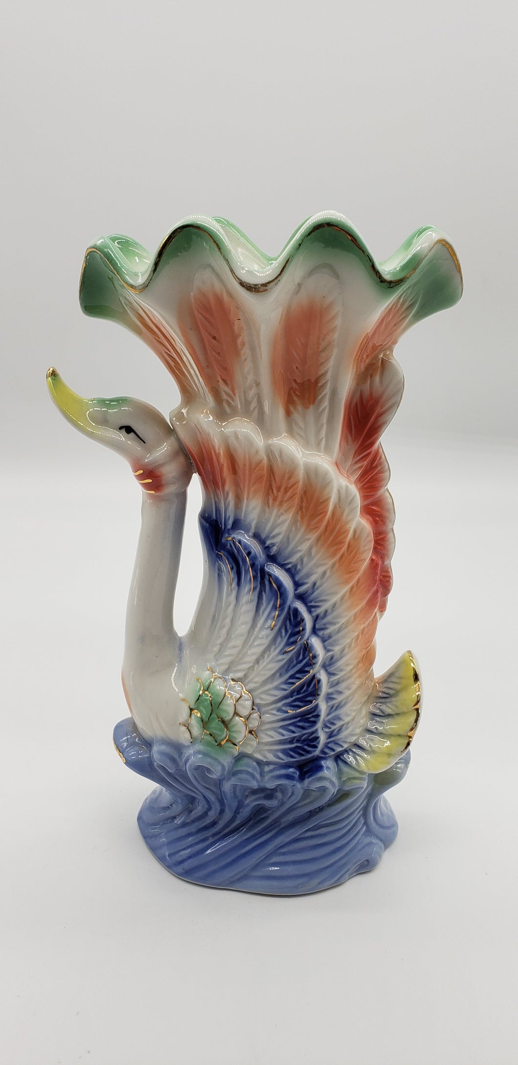 Iridescent Ceramic Swan Vase