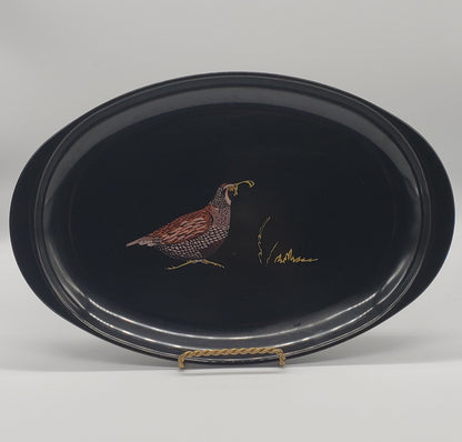 Couroc Black Lacquer Quail Tray