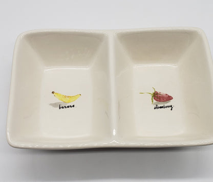 Rae Dunn Artisan Collection Banana and Strawberry Divided Tray