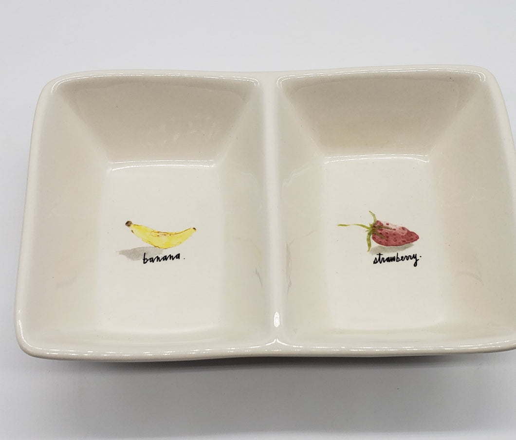 Rae Dunn Artisan Collection Banana and Strawberry Divided Tray