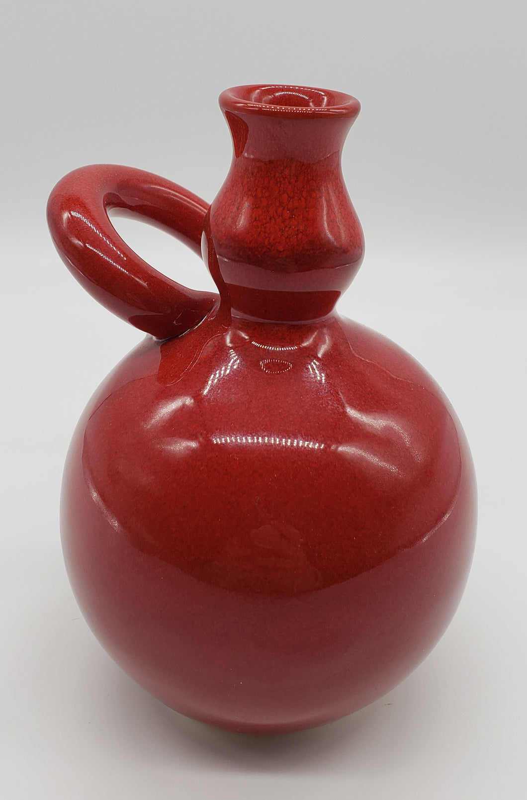 Bleu D'Argile Fait Main Red Glazed Pottery With Handle