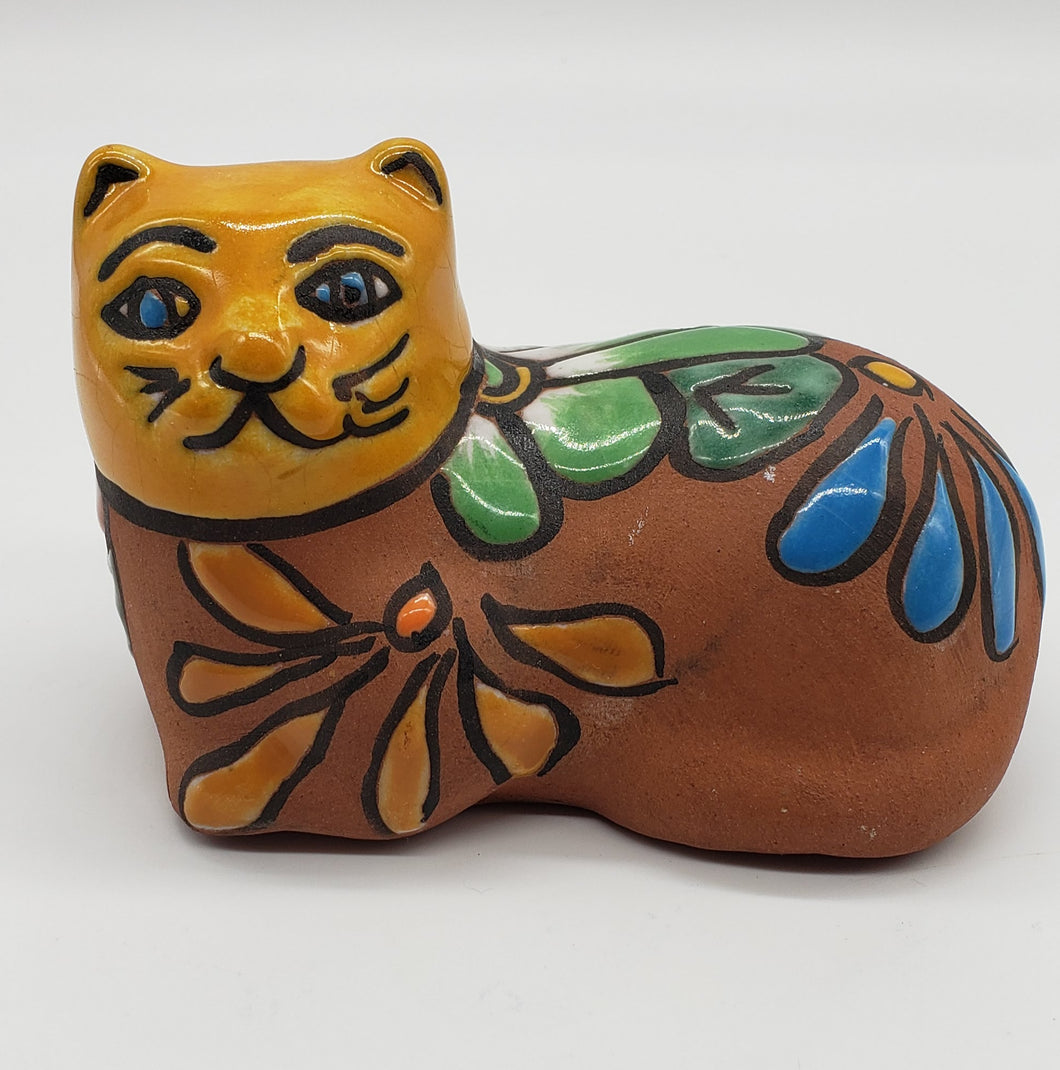 Terracotta Mexican pottery Cat Figurine
