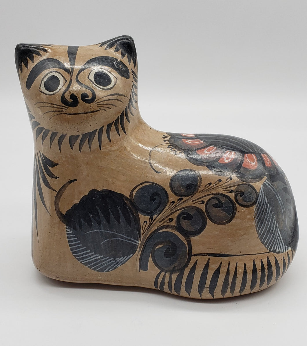 Mexican Hand painted Clay Cat Figurine