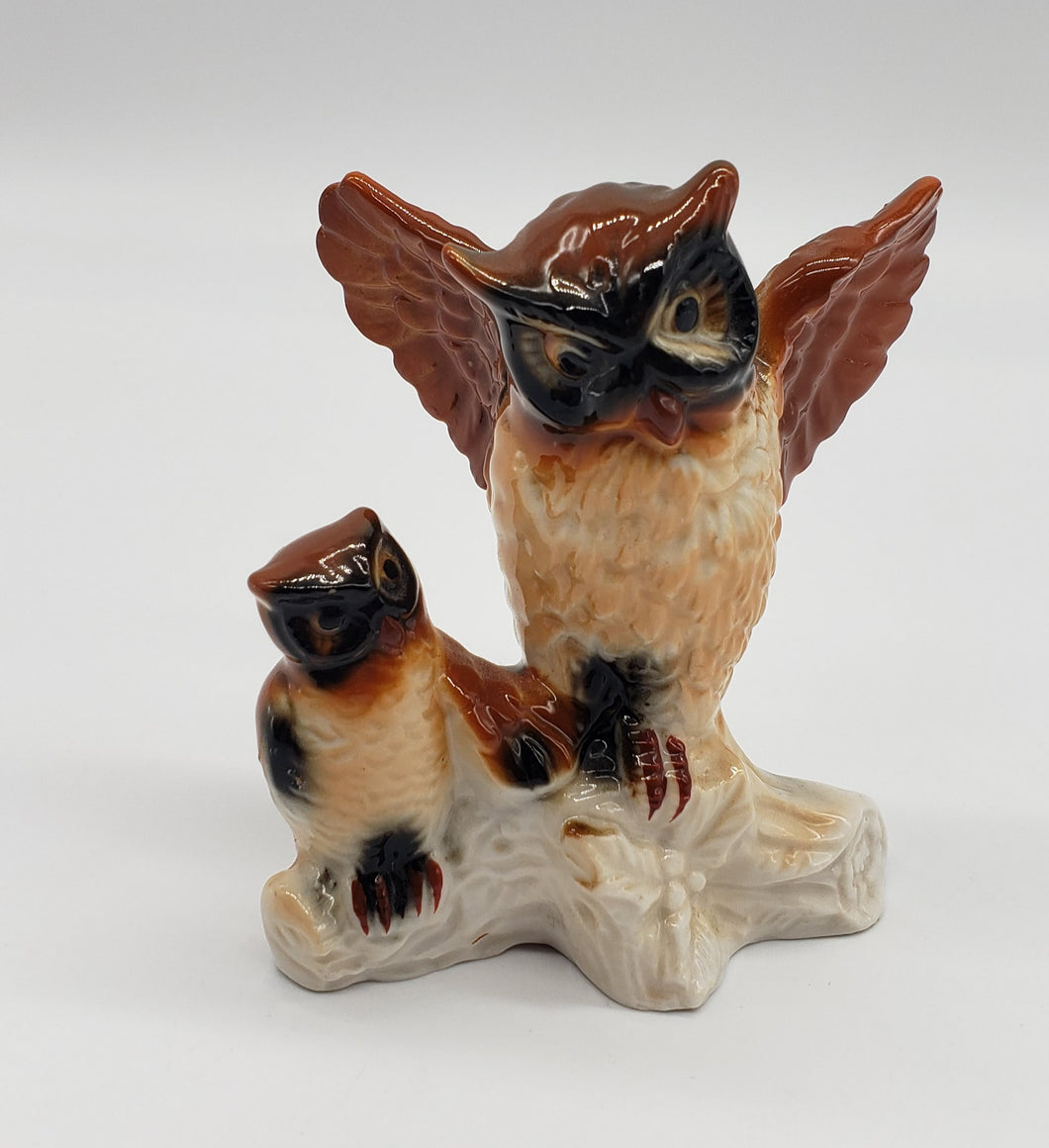 Owl Figurine - Mother and baby owl