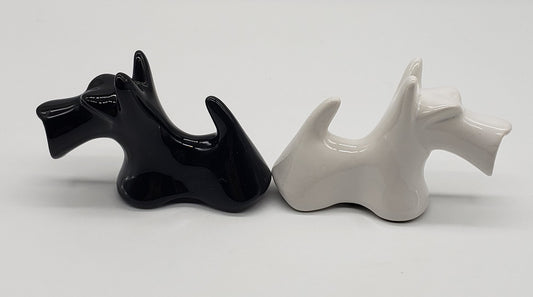 Scotty Dog Salt & Pepper Set -Scottish Terrier Black & White Ceramic Dog Shakers