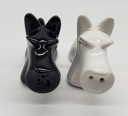 Scotty Dog Salt & Pepper Set -Scottish Terrier Black & White Ceramic Dog Shakers