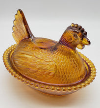 Load image into Gallery viewer, Indiana glass iridescent glass hen on nest covered dish or trinket box
