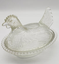 Load image into Gallery viewer, Clear Indiana Glass Hen on Nest Candy Dish Clear Glass 2 Pcs. Beaded Bowl

