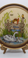 Load image into Gallery viewer, Hummel needlework picture of a Girl looking at a Swan
