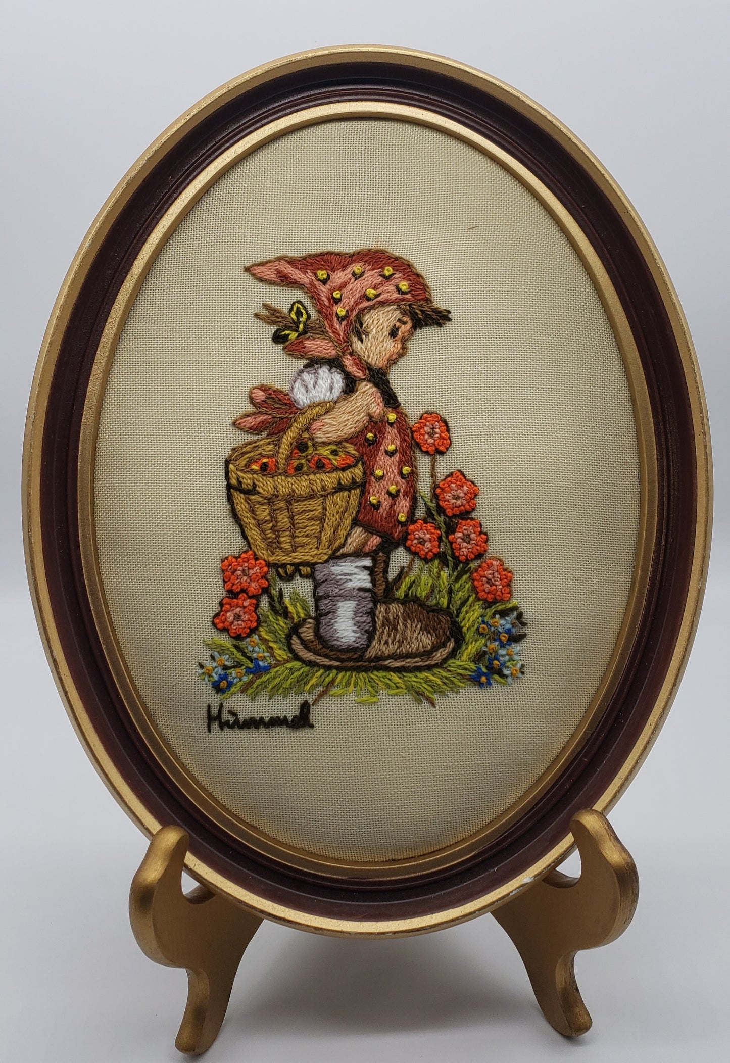 Hummel Embroidery Needlepoint Framed Set of 2