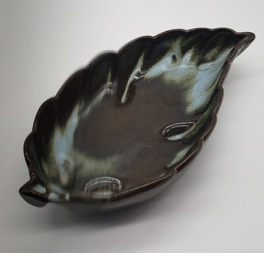 Frankoma Brown Satin Pottery Leaf Trinket Dish 225