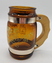 Load image into Gallery viewer, Siesta Ware Amber Glass Barware Barrel Mugs w/ Wooden Handle
