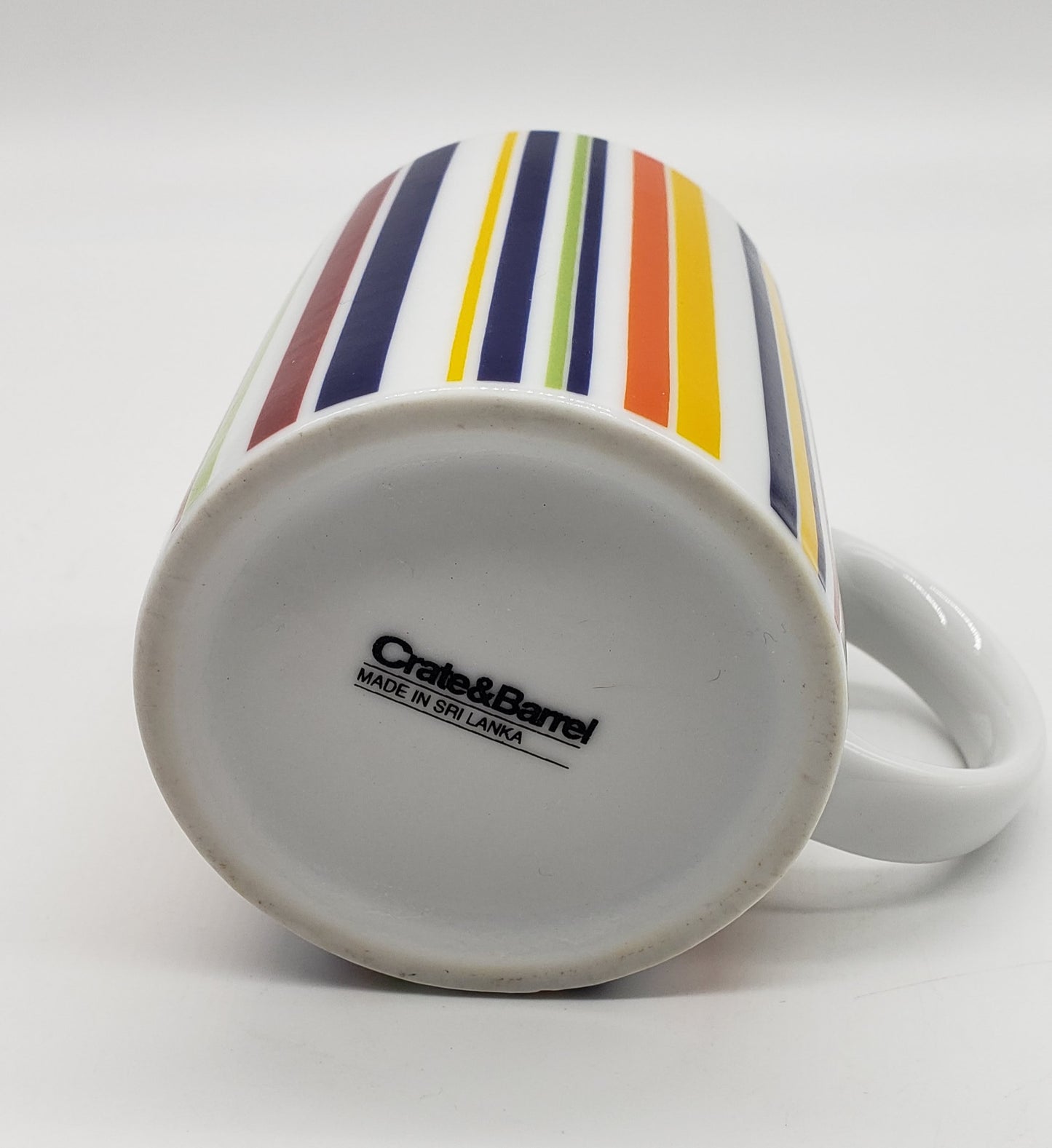 Crate & Barrel Coffee Cup Mug Vertical Multi-colored Stripes