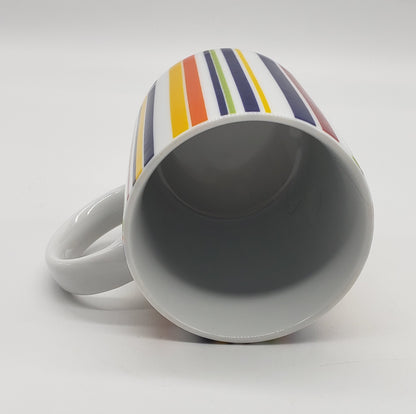 Crate & Barrel Coffee Cup Mug Vertical Multi-colored Stripes