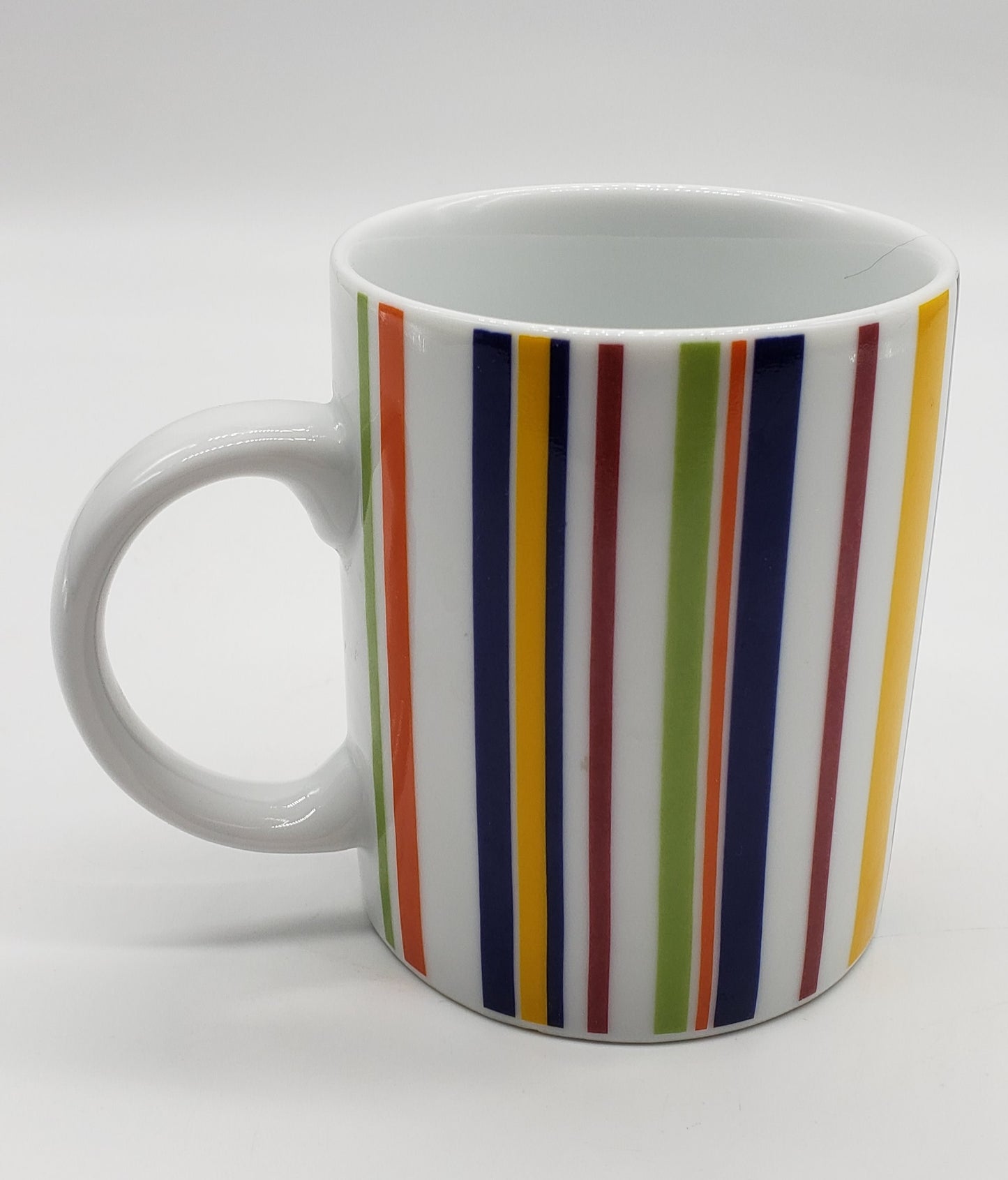 Crate & Barrel Coffee Cup Mug Vertical Multi-colored Stripes