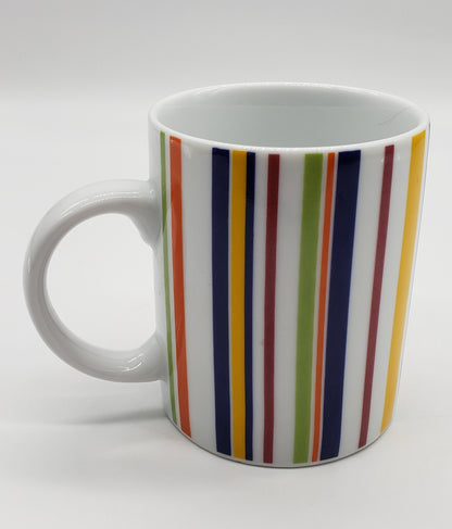 Crate & Barrel Coffee Cup Mug Vertical Multi-colored Stripes