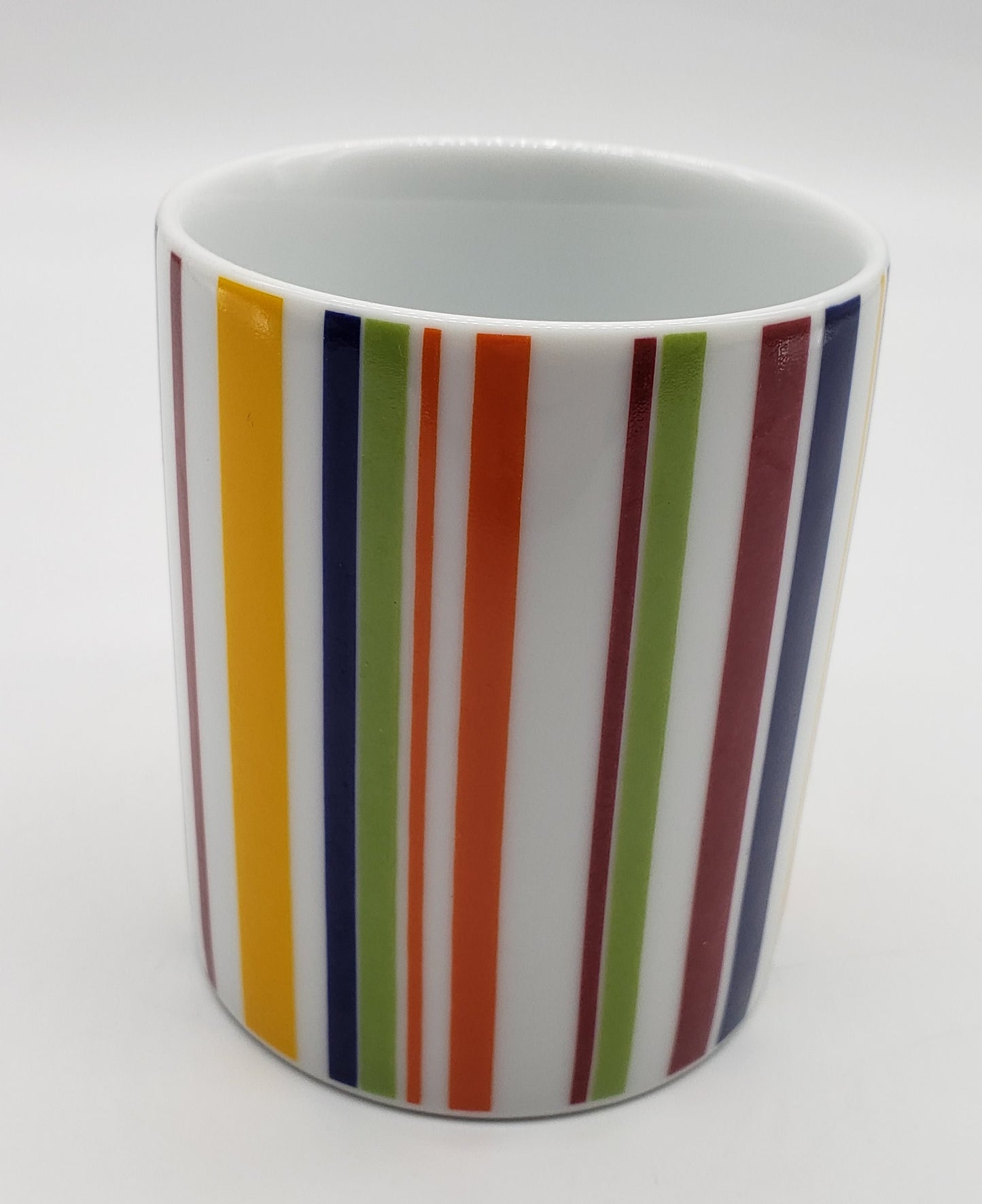 Crate & Barrel Coffee Cup Mug Vertical Multi-colored Stripes