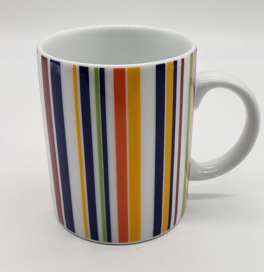 Crate & Barrel Coffee Cup Mug Vertical Multi-colored Stripes