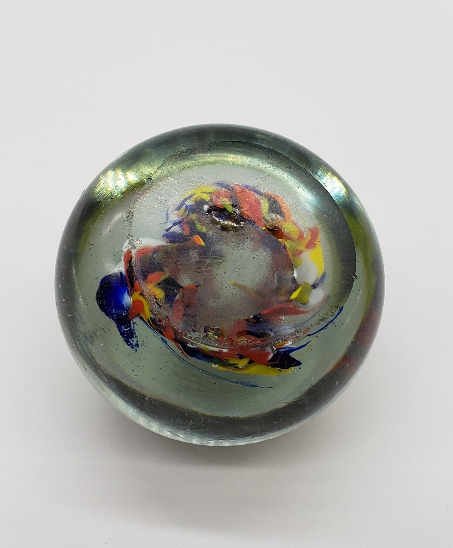 Multi-Color Art Round Glass Paperweight