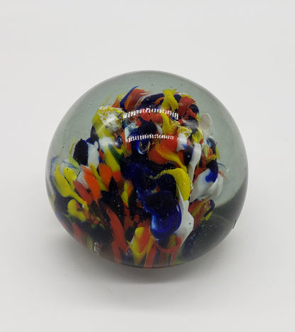 Multi-Color Art Round Glass Paperweight