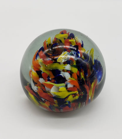 Multi-Color Art Round Glass Paperweight