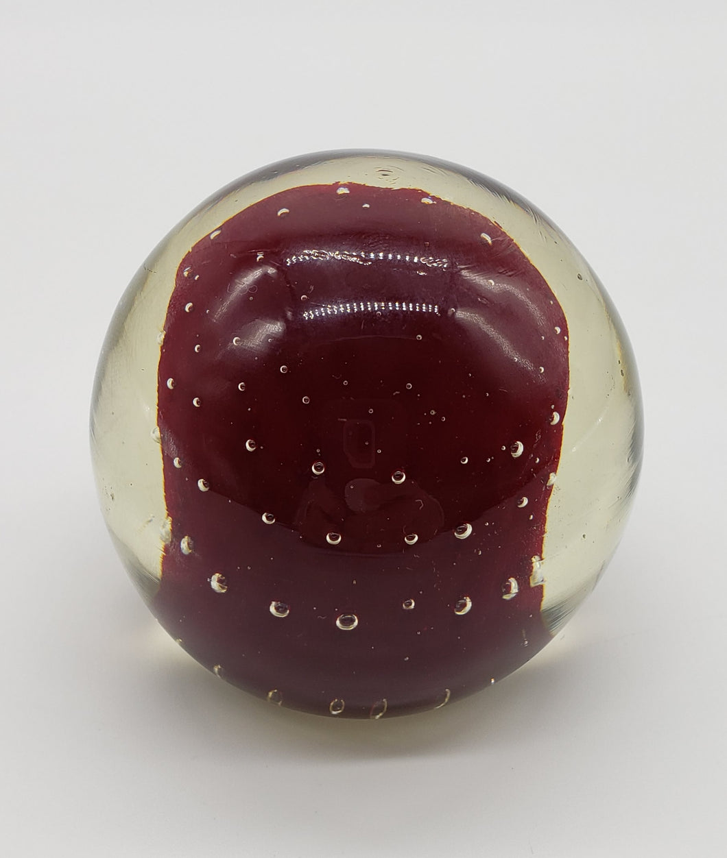 Controlled Bubble Red Art Glass Paper Weight