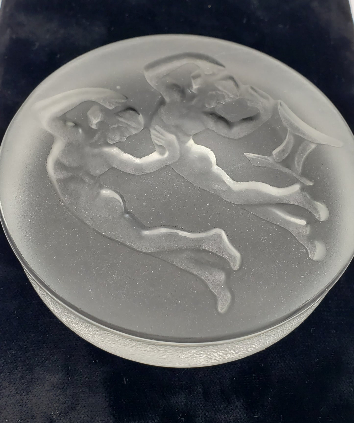 Gemini Reverse Etched frosted glass paperweight