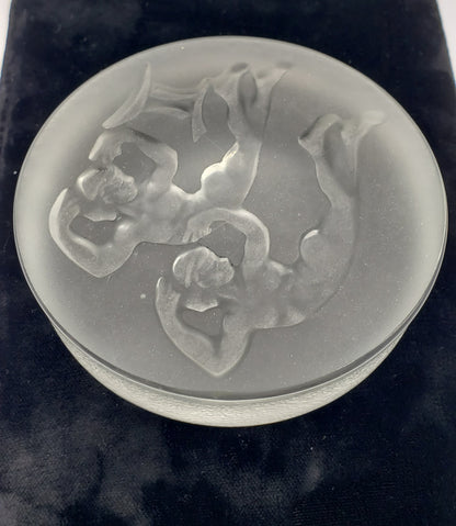 Gemini Reverse Etched frosted glass paperweight