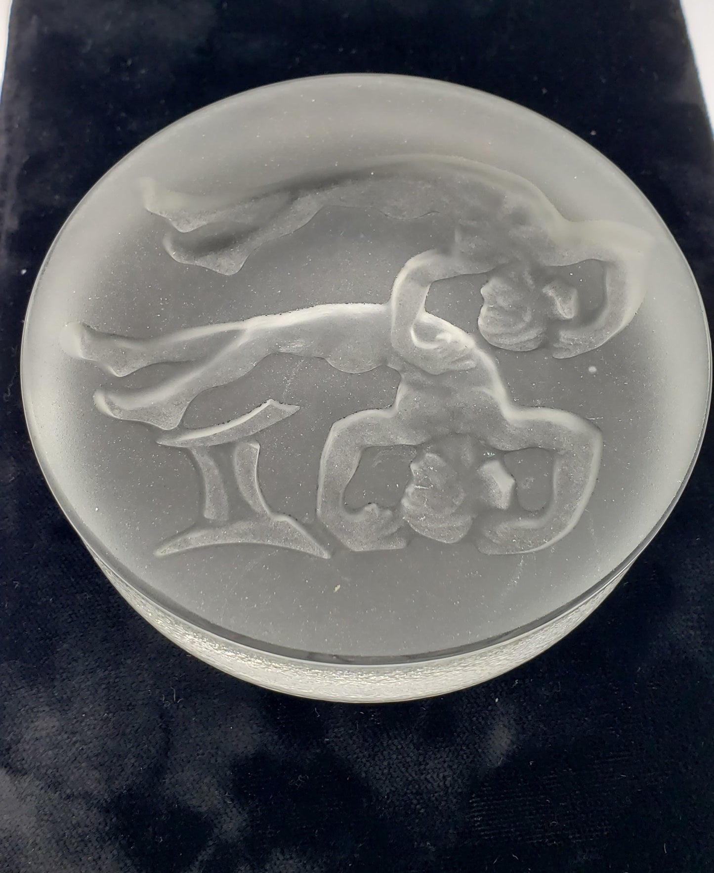 Gemini Reverse Etched frosted glass paperweight